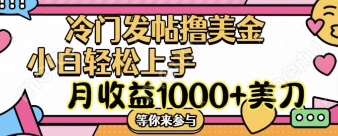 冷门发帖撸美金项目，月收益1000+美金，简单无脑，干就完了【揭秘】-网创指引人