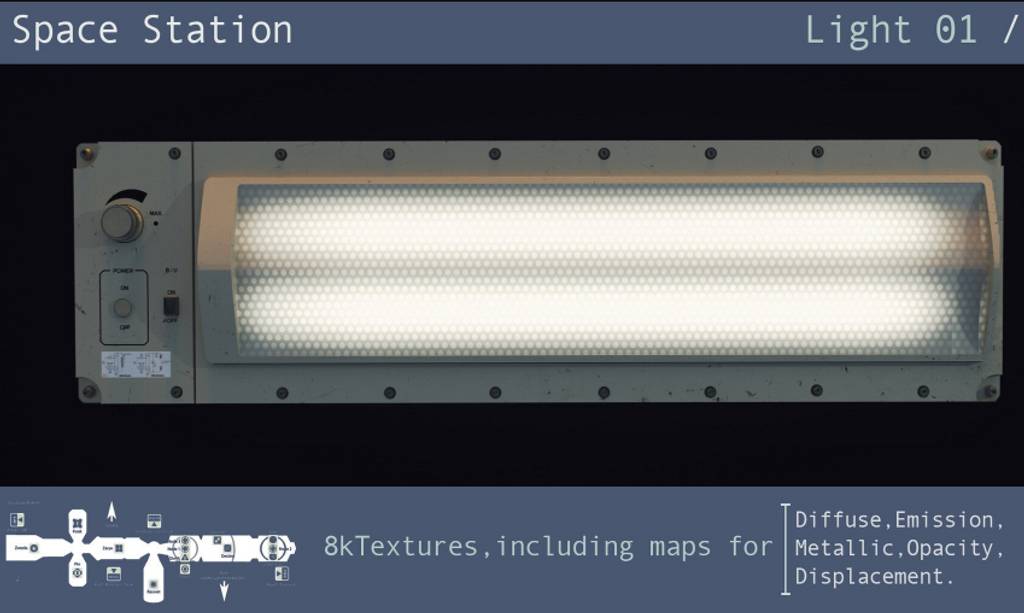 模型资产 – 高精度路灯模型 Space Station Light 01