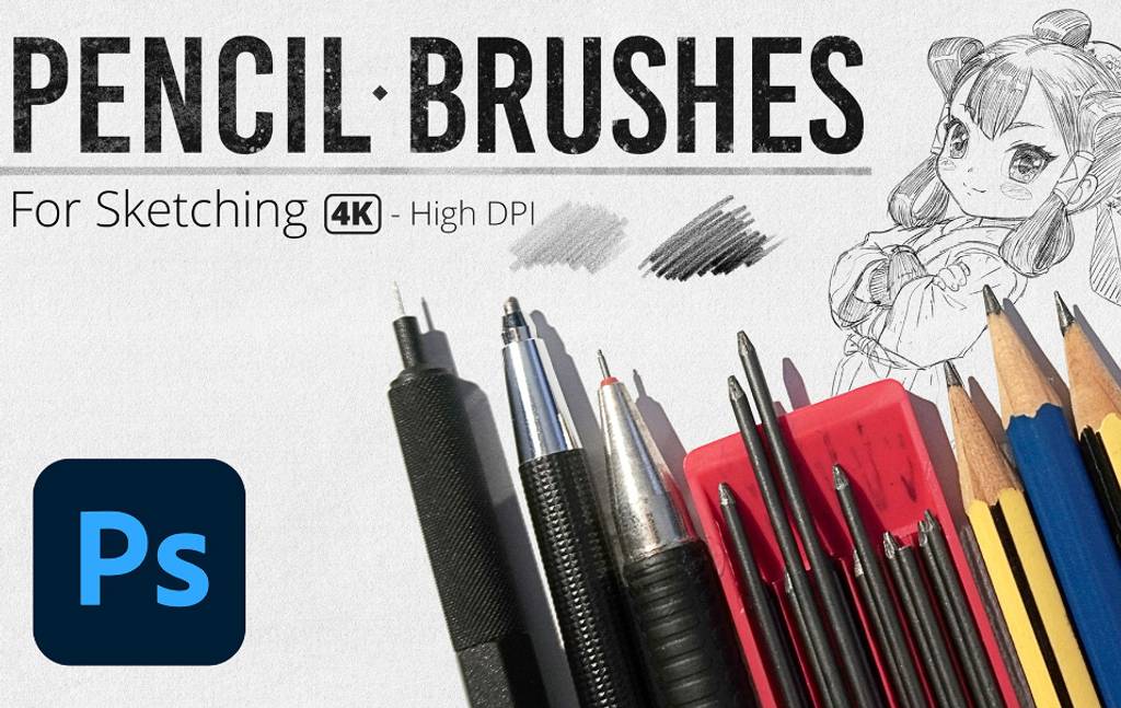 PS笔刷 – 素描的铅笔笔刷 Pencil Brushes for Sketching – High DPI