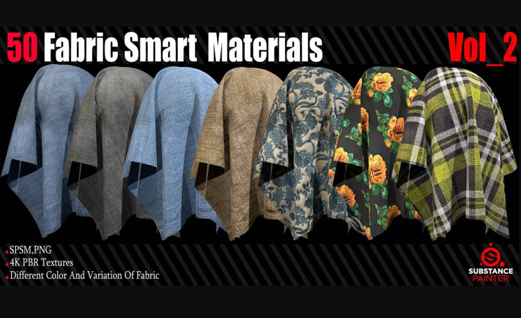 50 种织物智能材质 50 Fabric Smart Material + 4K PBR Texture