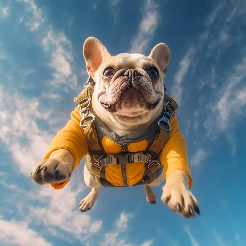 法国斗牛犬在澳大利亚跳伞