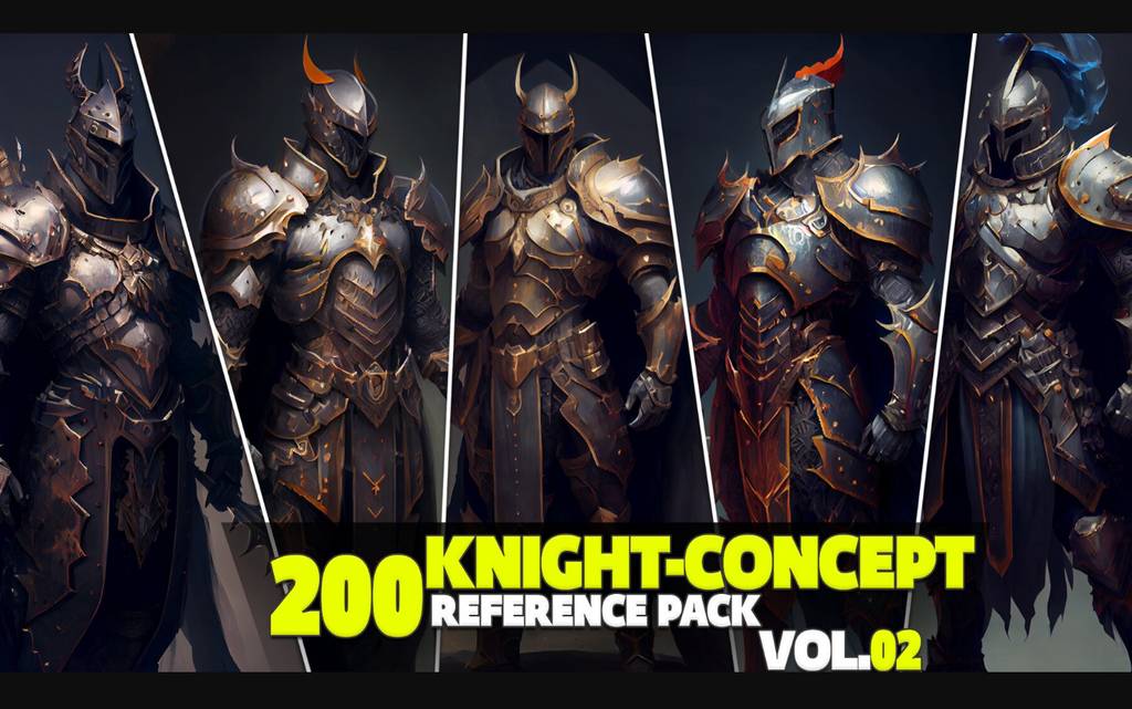 200 张骑士概念角色设计参考照片 200 Knight-Concept Reference Pack Vol.01