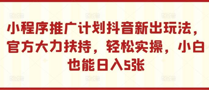 小程序推广计划抖音新出玩法，官方大力扶持，轻松实操，小白也能日入5张【揭秘】-网创指引人