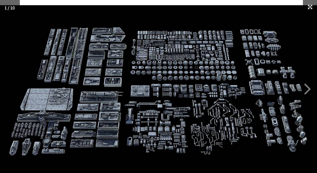 模型资产 – 科幻硬表面模型道具包 Sci-Fi KitBash and Props Pack