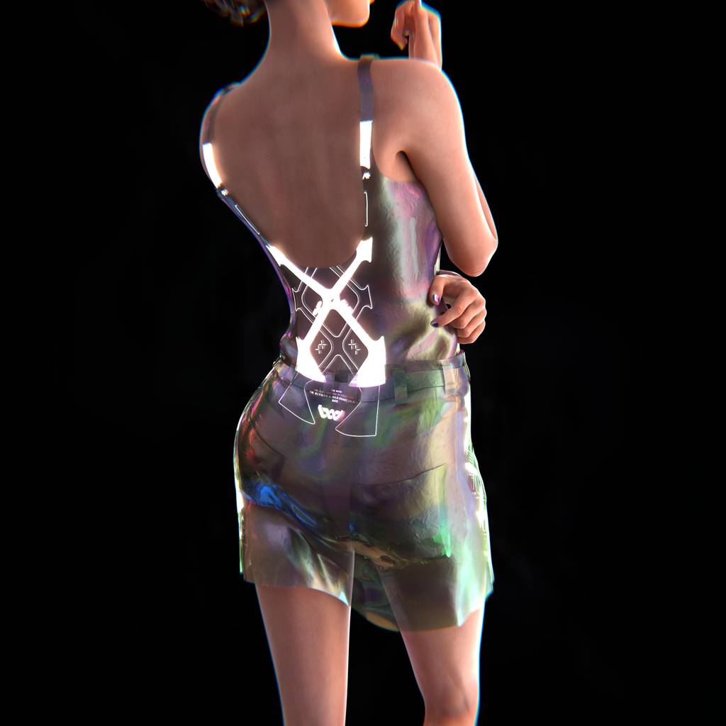 Blender人物模型镭射透明发光衣服CC_05