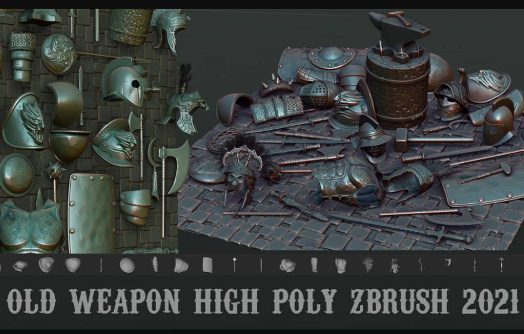 模型资产 – 老式兵器高精度模型 Old weapon high poly zbrush