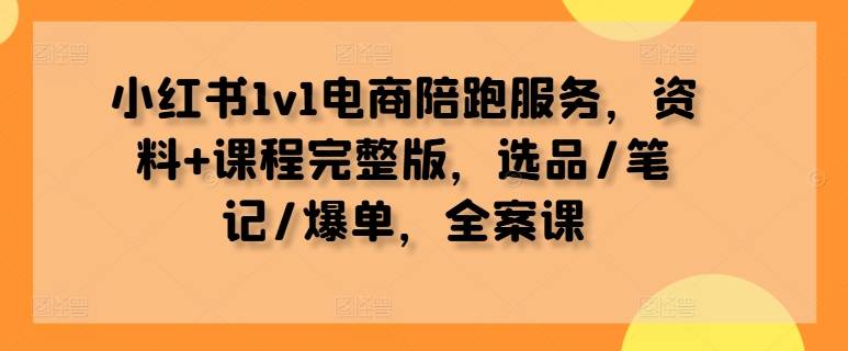 小红书1v1电商陪跑服务，资料+课程完整版，选品/笔记/爆单，全案课-网创指引人