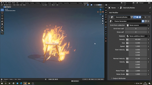 Blender插件 – 实时火焰生成插件 Realtime Flame Generator