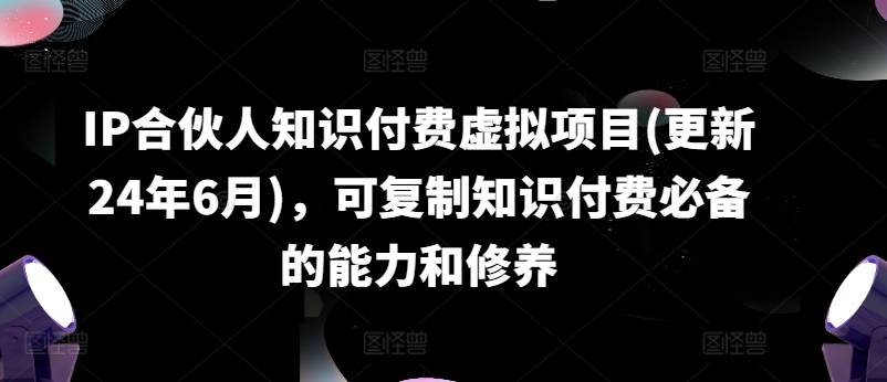 IP合伙人知识付费虚拟项目(更新24年6月)，可复制知识付费必备的能力和修养-网创指引人