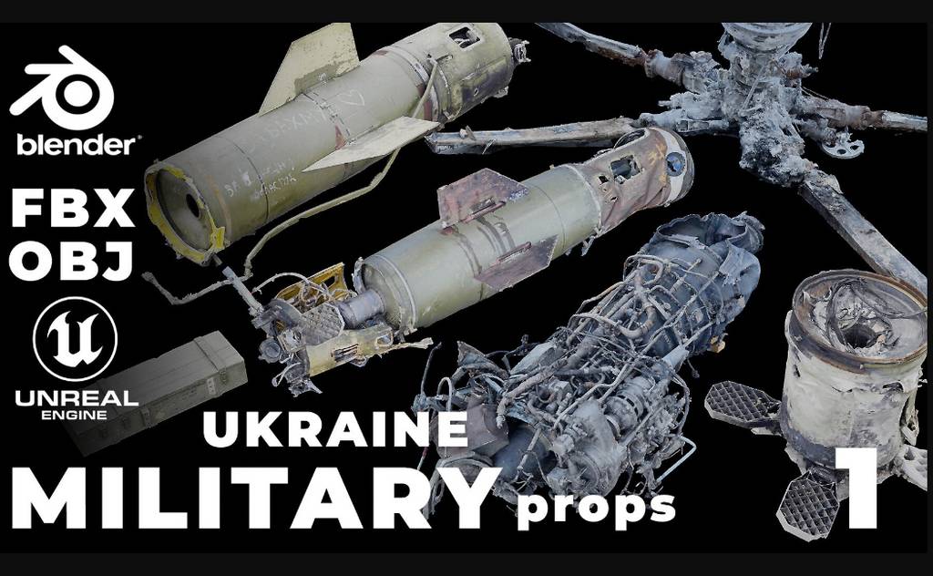 模型资产 – 废墟军事道具扫描模型 SCANS from Ukraine l Military_props Vol.1