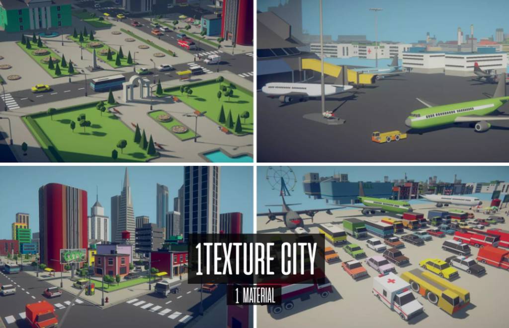 Unity – 热闹都市游戏资产 Mobile – 1Texture City