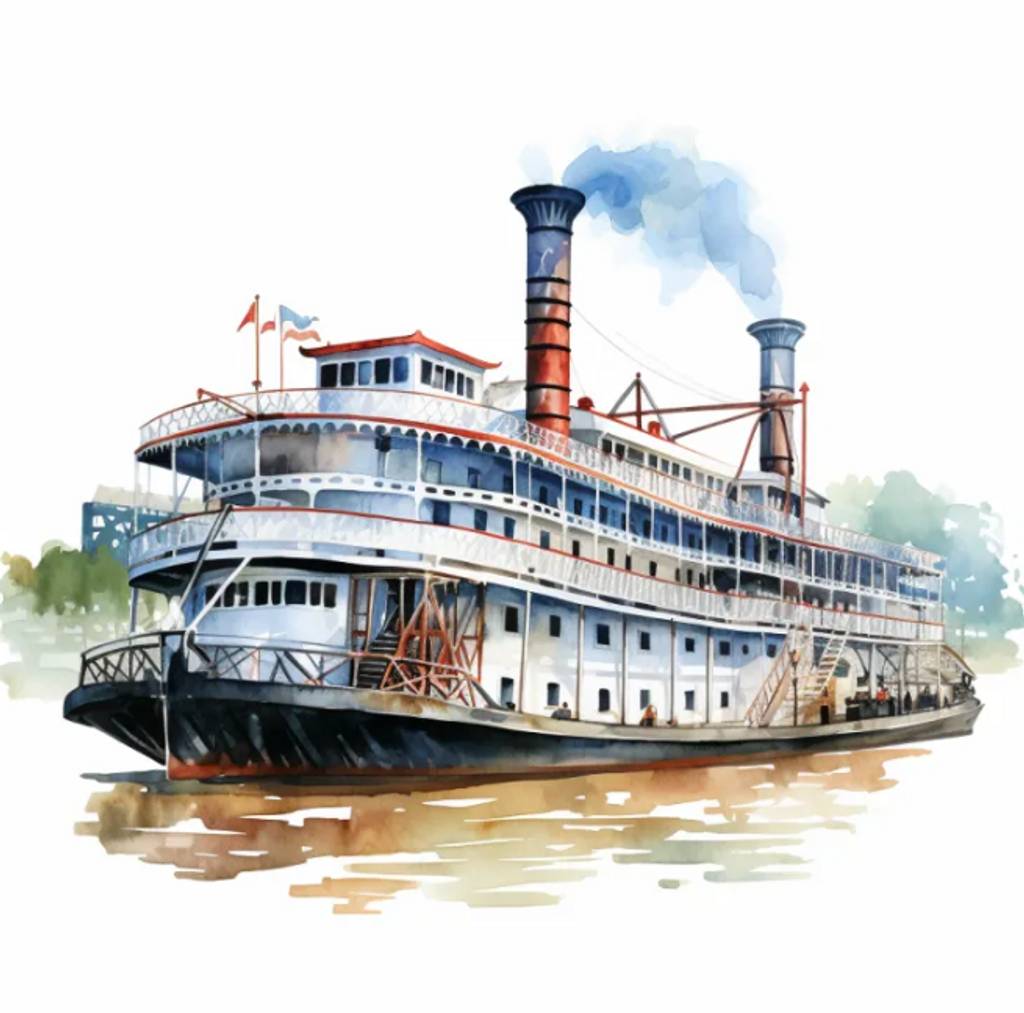 新奥尔良密西西比河上的划轮蒸汽船
