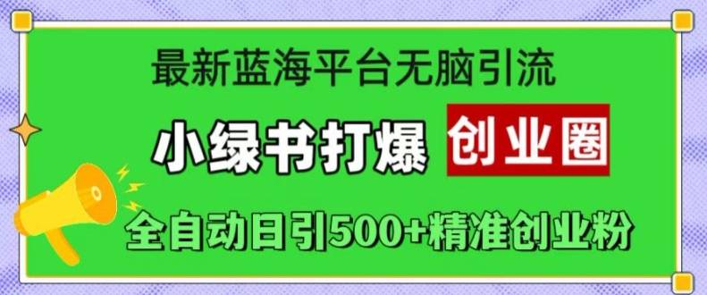 最新蓝海平台无脑引流，小绿书打爆创业圈，全自动日引500+精准创业粉-网创指引人