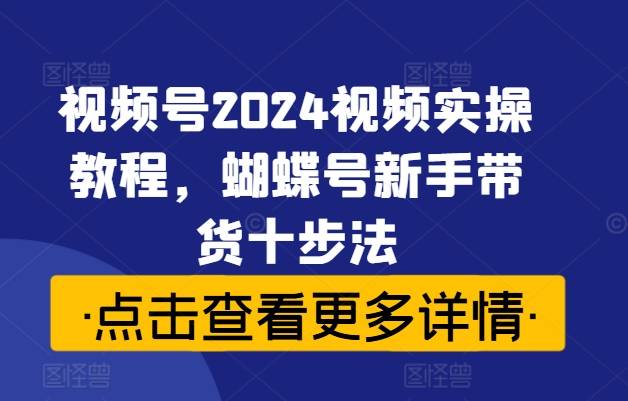 视频号2024视频实操教程，蝴蝶号新手带货十步法-网创指引人