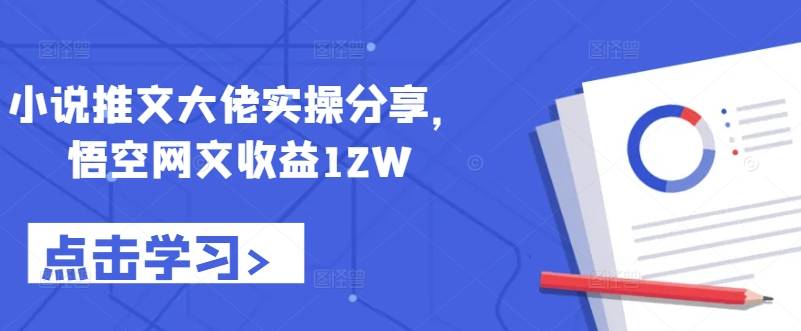 小说推文大佬实操分享，悟空网文收益12W-网创指引人