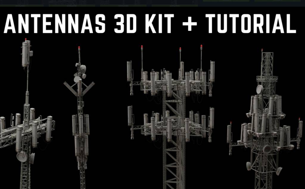 模型资产 – 卫星天线3D模型 +教程  Antennas Kit