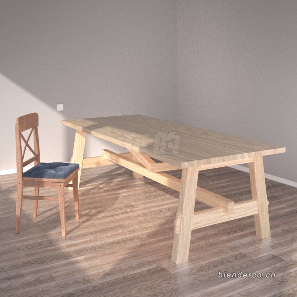 blender实木桌子椅子模型