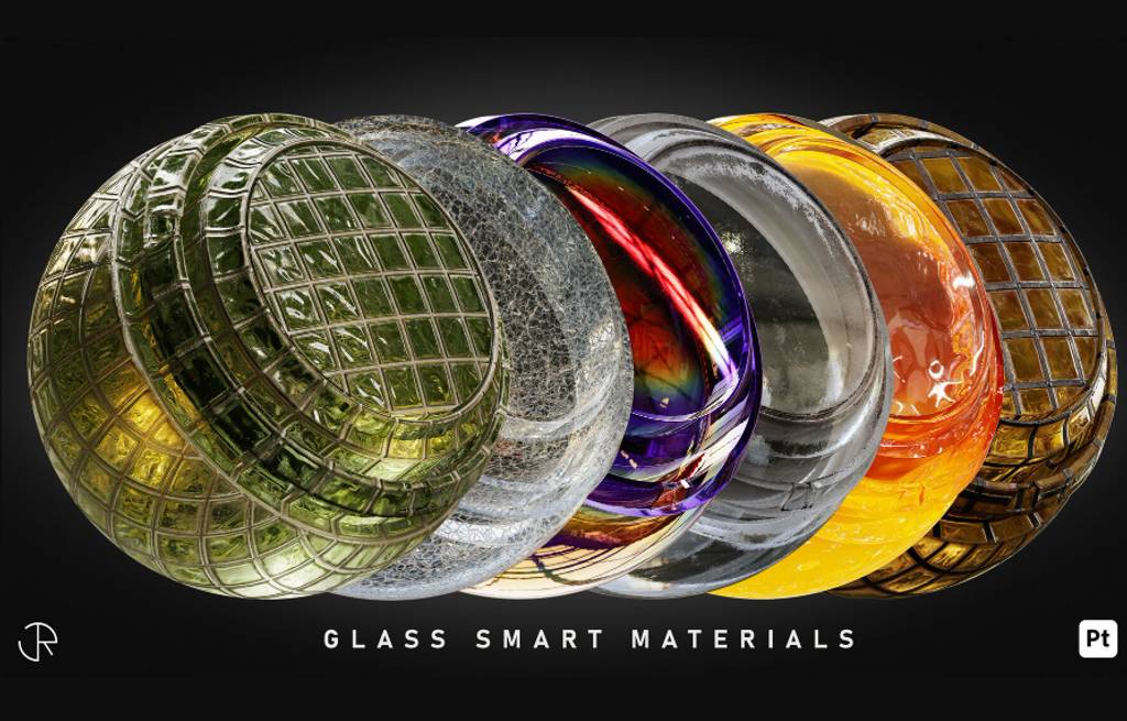30 种玻璃材质 Glass Smart Materials for Substance 3D Painter