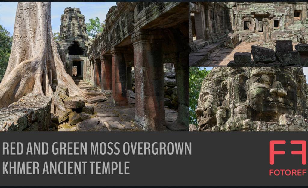 151 张长满青苔的古寺参考照片 151 photos of Red and Green Moss Overgrown Khmer Ancient Temple