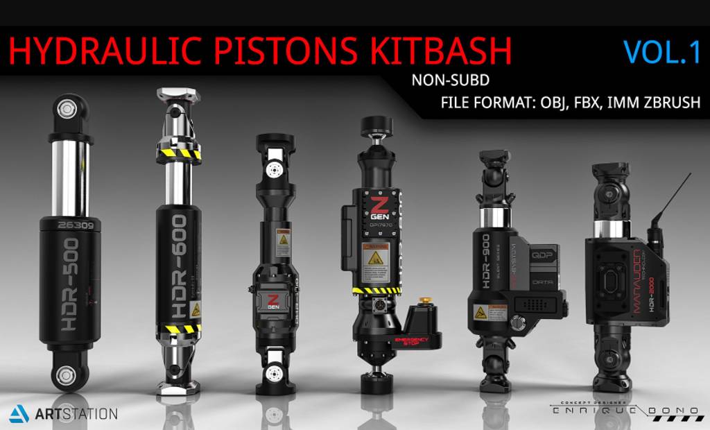 模型资产 – 液压活塞 Kitbash Hydraulic Pistons V1