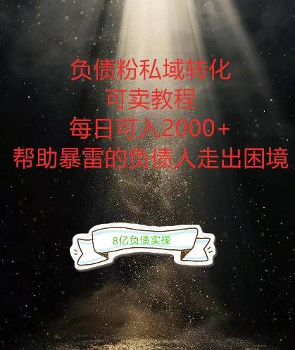 负债粉掘金计划，帮助负债者解决问题，债务规划，债务重组，最好的变现方式【揭秘】-网创指引人