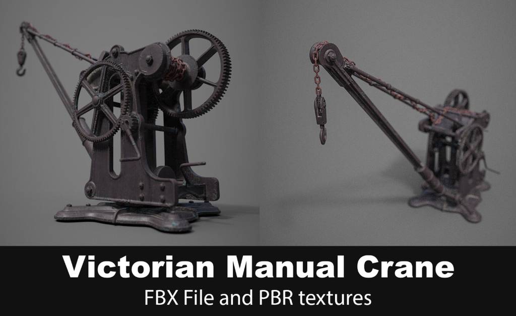 模型资产 – 高细节起重机3D模型 Victorian Manual Crane