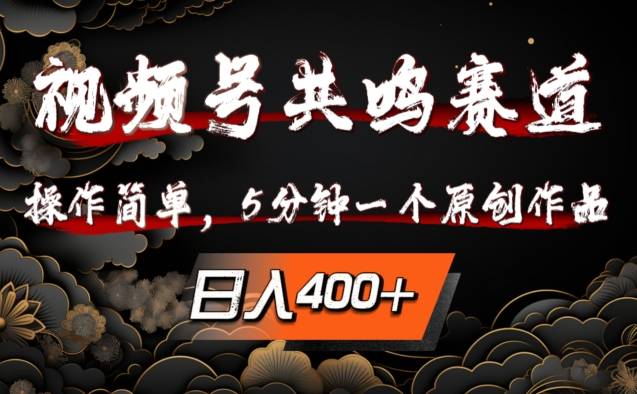 视频号共鸣赛道，操作简单，5分钟1个原创作品，日入几张【揭秘】-网创指引人