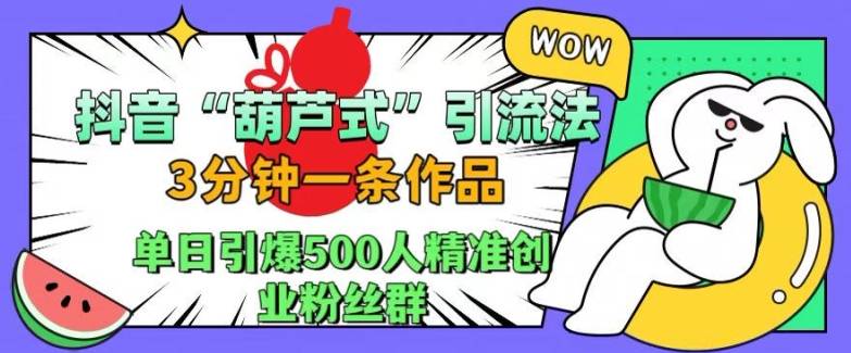 抖音葫芦式引流法，三分钟一条作品，单日引爆抖音500人精准创业粉丝群【揭秘】-网创指引人