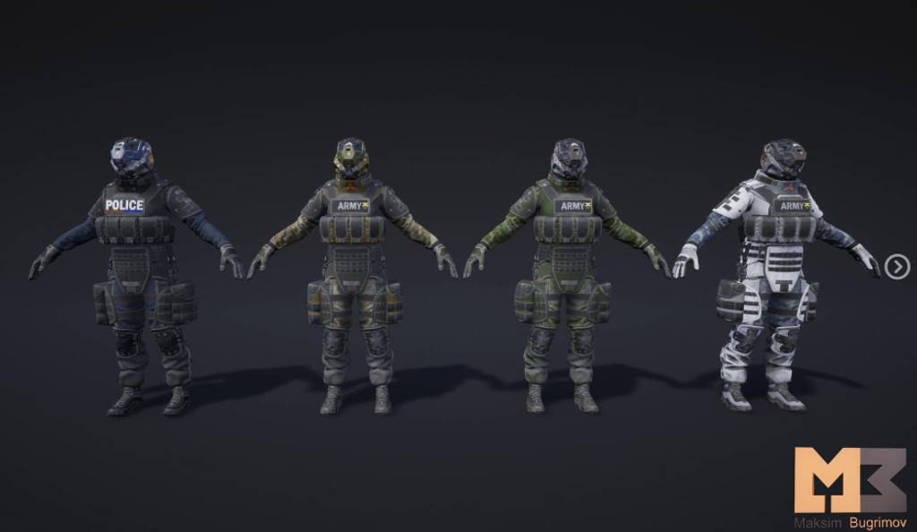 模型资产 – 科幻女兵游戏角色 Female Soldiers (Pack)