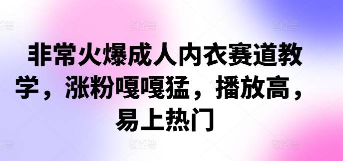 非常火爆成人内衣赛道教学，​涨粉嘎嘎猛，播放高，易上热门-网创指引人