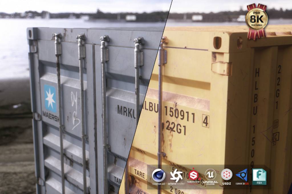 模型资产 – 8K运输集装箱模型 Shipping Containers Kitbash Pack 3D Model Collection