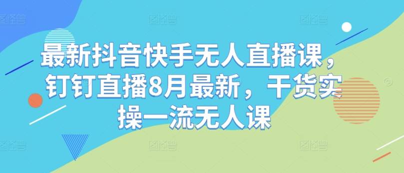 最新抖音快手无人直播课，钉钉直播8月最新，干货实操一流无人课-网创指引人