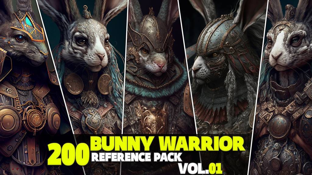 200 张兔子战士照片参考 200 Bunny Warrior Reference Pack Vol.01