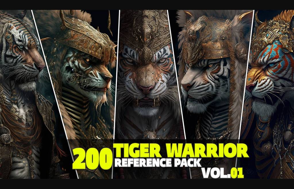 200 张虎头武士角色概念设计参考 200 Tiger Warrior Reference Pack Vol.01