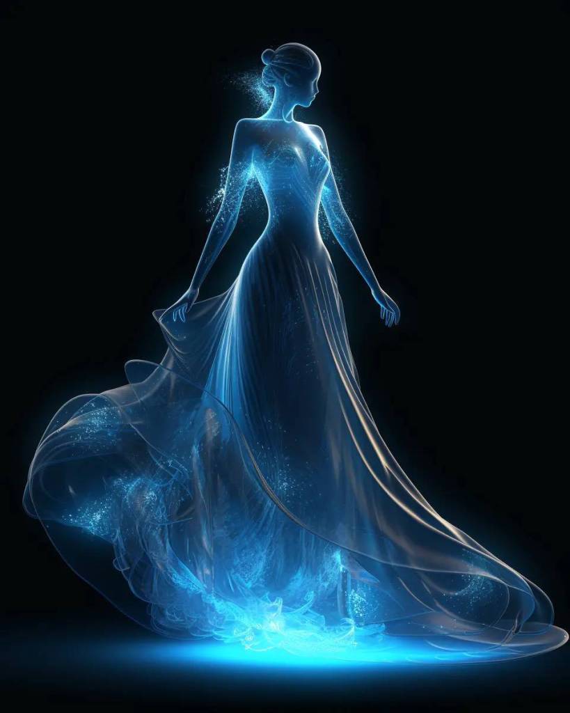 为女性幻想设计的蓝色女神裙
