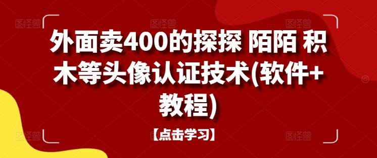 外面卖400的探探 陌陌 积木等头像认证技术(软件+教程)-网创指引人