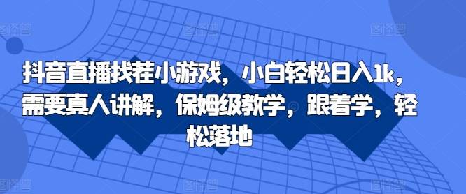 抖音直播找茬小游戏，小白轻松日入1k，需要真人讲解，保姆级教学，跟着学，轻松落地【揭秘】-网创指引人